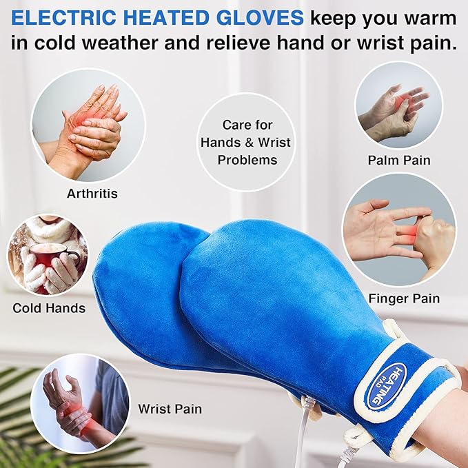 JOBYNA Heating Pad for Hands & Wrists, 2 PCS Hand Heated Mittens for Carpal Tunnel Relief, Arthritis Hands, Trigger Finger, Heated Gloves with 30/60/90min Timer, 86-158℉ Adjustable Temperature