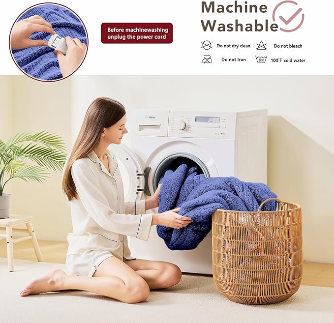 Heated Electric Blanket King Size - 100"x90" Heating Blanket with 10 Heating Levels & 5 Time Settings Over-Heat Protection, Winter Warmer for Adults with ETL Certification(Navy Blue)