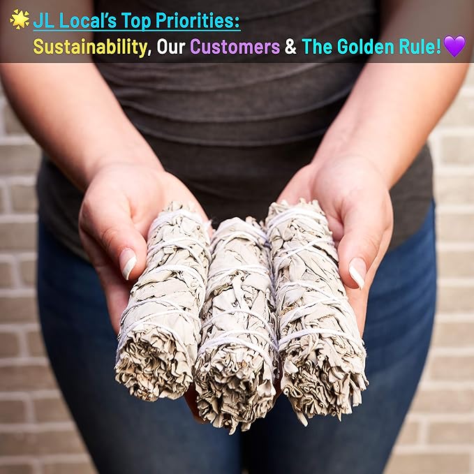 JL Local Wanderlust 9β White Sage Smudge Stick - Extra Large Smudging Wand Incense Stick for Cleansing, Purifying, Healing, Meditation, Yoga, Blessing (6 Pack)
