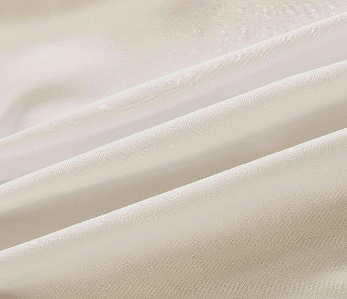Sheets & Beyond Wrap Around Solid Microfiber Luxury Hotel Quality Fabric Bedroom Gathered Ruffled Bedding Bed Skirt 14 Inch Drop (King, Beige)