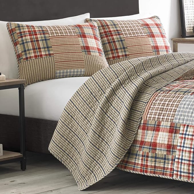 Eddie Bauer - Twin Quilt Set, Reversible Cotton Bedding with Matching Sham, Luxurious Bedding Set (Hawthorne Brown, Twin)