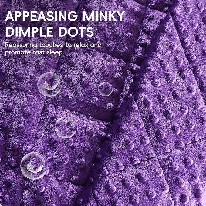 yescool Purple Weighted Blanket 7 Pounds Twin Size Cooling Weighted Throw Blanket, Minky Heavy Blankets Warm Weighted Comforter, Big Washable Thick Blankets Gift for 60-90lbs, 40 * 60in