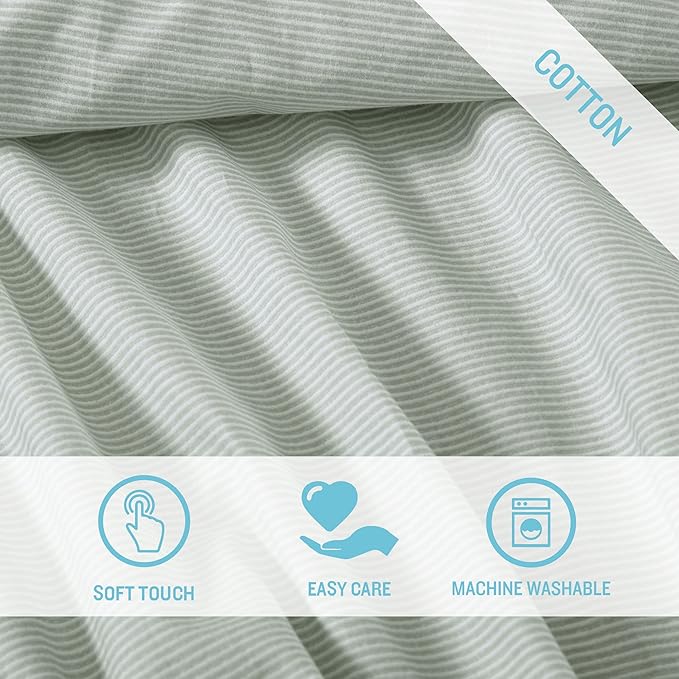 Tommy Bahama - Queen Sheets, Washed Percale Cotton Bedding Set, Soft & Breathable Bedroom Decor with Deep Pockets (Island Cays Stripe Green, Queen)