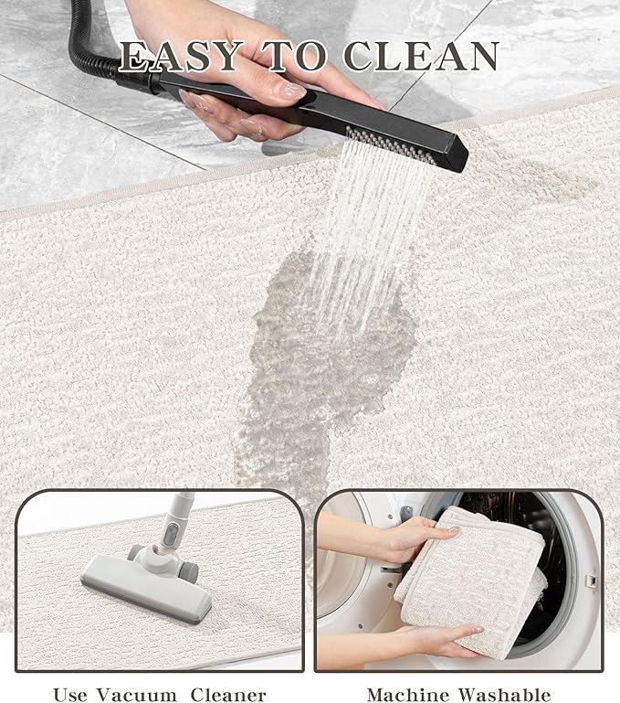 chakme Bathroom Rug Sets 3 Piece, Ultra Thin Bath Mat Quick Dry Bath Mat Set, Absorbent Bath Mat for Bathroom Non Slip Machine Washable, (White, 3 Piece)