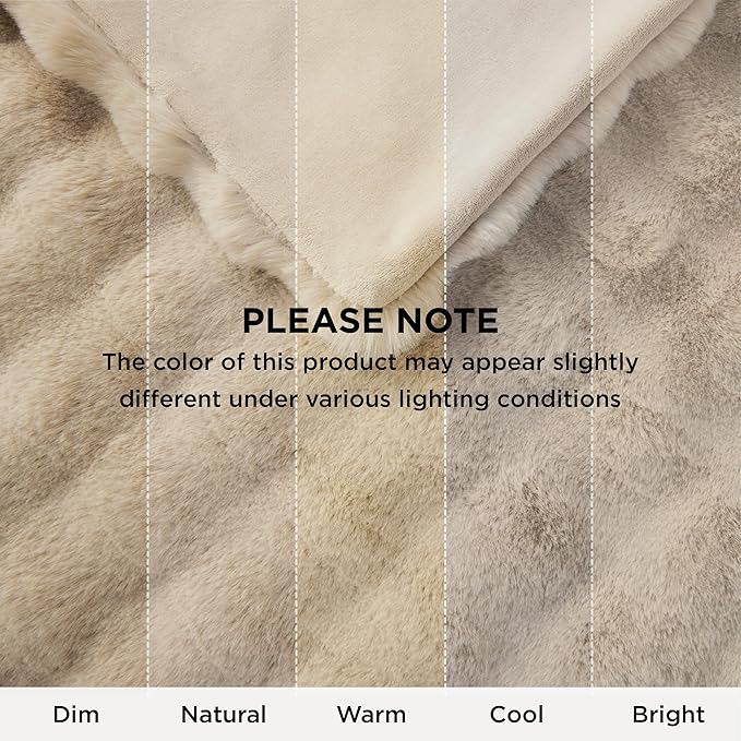 Bedsure GentleSoft Fluffy Faux Fur Throw Blanket, Fuzzy Soft Bubble Blanket for Couch, Faux Fur Decor for Home Bedroom Living Room, Thick Furry Cozy Gifts for Women, Beige, 50x60 Inch
