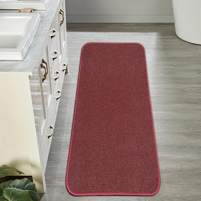 Christmas Bath Mat,Ultra Thin Bathroom Runner Rugs,Large Bath Mats for Bathroom,Quick Dry,Non-Slip,Machine Washable,Low Pile,Bath Rug,Shower Outside,Sink,Home Decor Accessories.Red,(17x35inch)