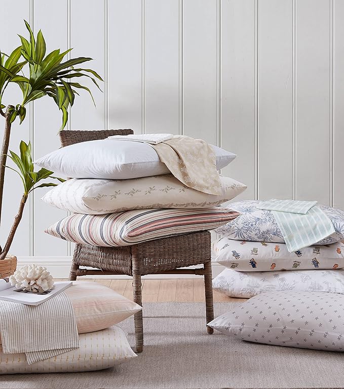 Tommy Bahama - King Size Sheets Set, Crisp & Tailored Cooling Sheets with a Smooth Cotton Percale Lightweight Feel - Bed Sheets with Matching Pillowcases & Fitted Sheet (Vintage Map Grey)
