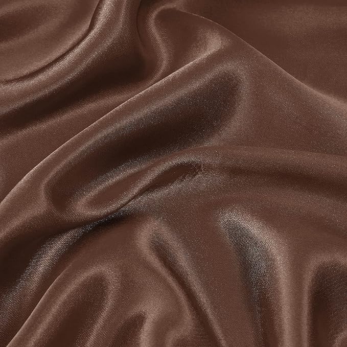 Bedsure Satin Sheets Full Size - 4 Piece Silky Bedsheets with 15 Inches Deep Pocket Fitted Bedsheet,1 Flat Sheet, 2 Satin Pillowcases, Good for Hair & Skin (Full, Coffee)