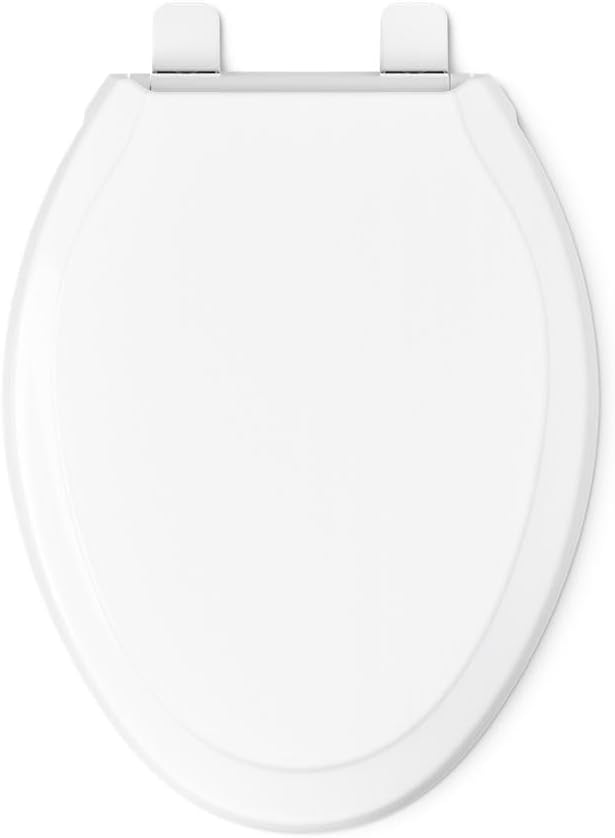 KOHLER 24764-RL-0 Rutledge Nightlight ReadyLatch Slow Close Toilet Seat, Elongated, Quiet-Close Lid and Seat, Grip-Tight Bumpers, White