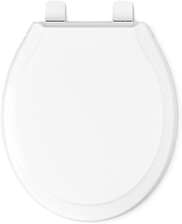 KOHLER 78052-RL-0 Rutledge ReadyLatch Quiet Close Rount Toilet Seat, Slow Close Lid and Seat, Grip-Tight Bumpers and Installation Hardware, White