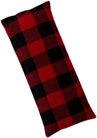 4" x 9" Microwavable Heating Pad/Ice Pack for Pain Relief and Relaxation - Natural Flax Seed Filling - Unscented and Herbal Scented Options (Black and Red Plaid, Peppermint-Chamomile)