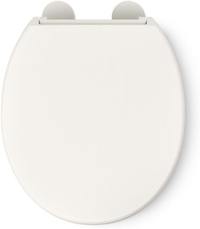 KOHLER 25876-96 Hyten 3" Height, Elevated Soft Close Round Toilet Seat, Contoured Seat with Grip-Tight Bumpers, Quick-Attach Hardware, Biscuit