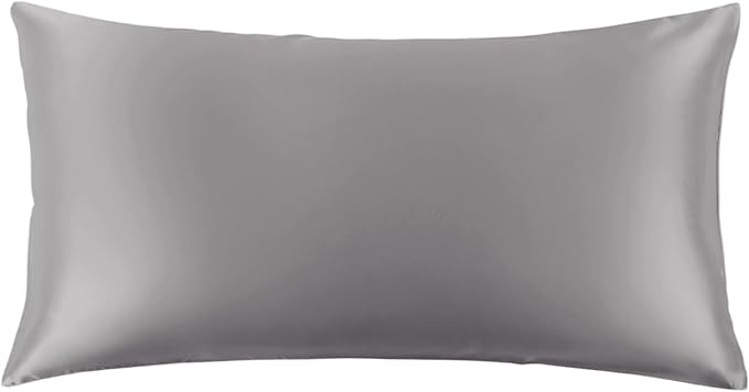 THXSILK Set of 2 Silk Pillowcase for Hair and Skin, 100% Mulberry Silk Bed Pillowcase 22 Momme, Hypoallergenic Soft Breathable Silk Pillow Case with Hidden Zipper, California King 20"x40", Grey