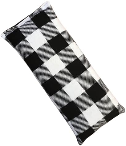 4" x 9" Microwavable Heating Pad/Ice Pack for Pain Relief and Relaxation - Natural Flax Seed Filling - Unscented and Herbal Scented Options (Black and White Plaid, Lavender-Chamomile)
