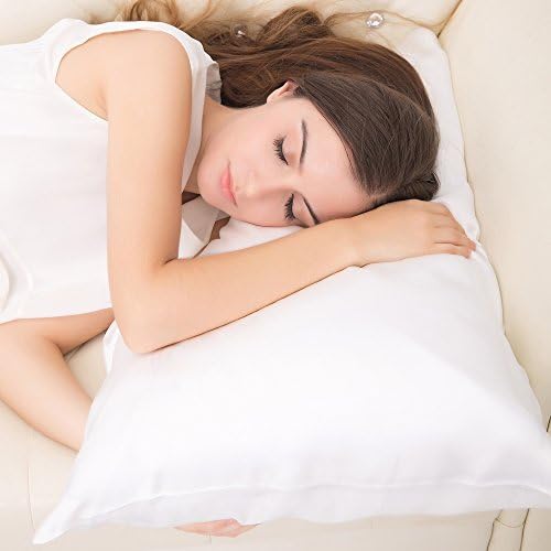 ALASKA BEAR Silk Pillowcase 20 by 54 for Couple Hair and Skin Organic 100% Mulberry Silk Pillow Slip for Bliss Sleep, Body Size(1pc, Ivory White)