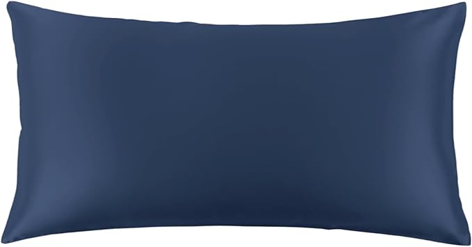 THXSILK 100% Mulberry Silk Pillowcase for Hair and Skin, 22 Momme Pure Natural Silk Pillowcase with Hidden Zipper, Soft Breathable Zipper Pillow Case, California King Size 20"x40", Navy Blue