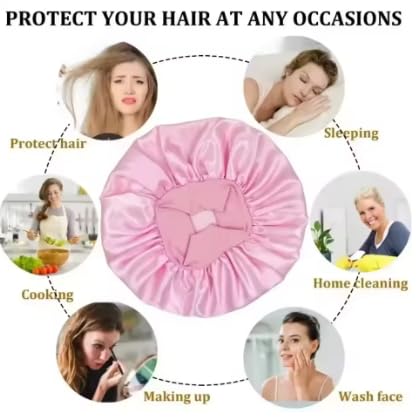 Silk Satin Bonnet for Sleeping - Soft Elastic Band Hair Bonnet for Women, Night Hair Care Cap for Curly, Natural & Protective Styles