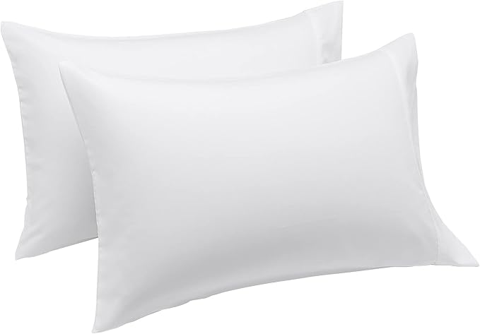 Amazon Basics Standard Pillow Cases Set of 2 - Lightweight, Super Soft Easy Care Microfiber, Bright White, 30" L x 20" W, Pillows Not Included