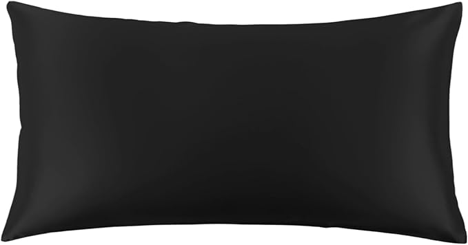 THXSILK 100% Pure Mulberry Silk Pillowcase for Hair and Skin, 22 Momme Grade 6A+ Mulberry Silk Pillow Case, Hypoallergenic Pillow Case Cover with Zipper, 1pc(California King Size 20"x40", Black)