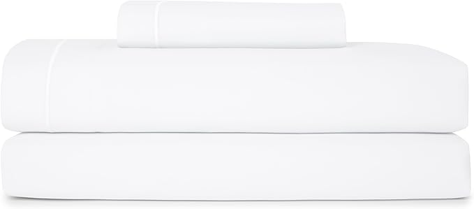 CASUAL LIVING Twin Sheets Set 3 Piece Cooling Sheets with 1 Pillowcase Soft Microfiber Hypoallergenic Washable Bed Set Deep Pocket Lightweight Bedding for College Dorm Essentials, Twin, White
