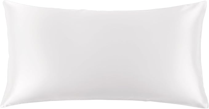 THXSILK Set of 2 100% Mulberry Silk Pillowcase for Hair and Skin, Grade 6A+ Mulberry Silk Pillow Cases 22 Momme, Hypoallergenic Pillow Case Cover with Zipper (California King 20"x40", White)