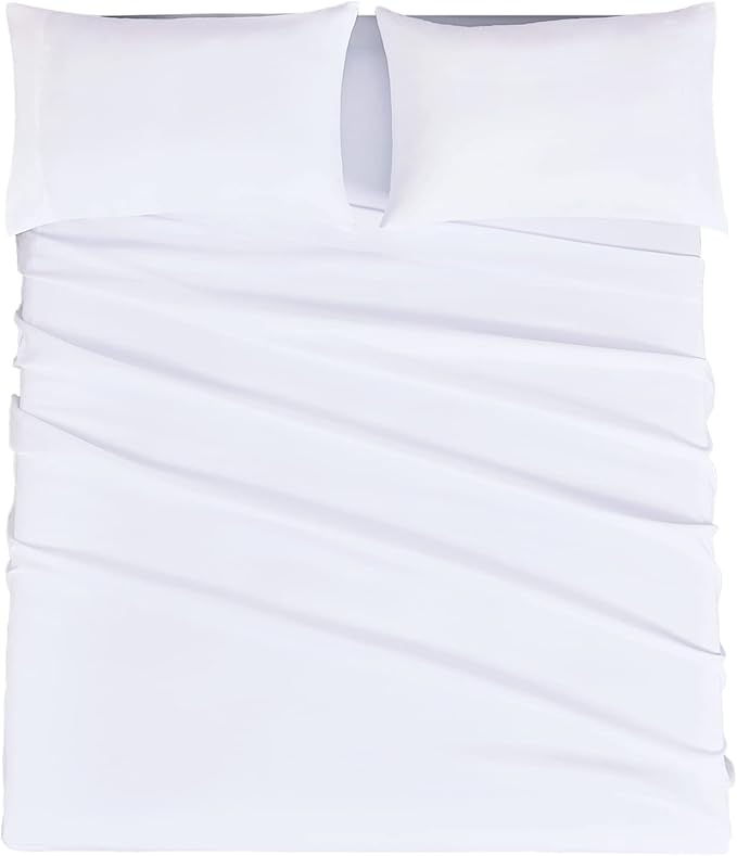 Mejoroom King Size Sheet Set - Hotel Luxury 1800 Bedding Sheets & Pillowcases - Extra Soft Bed Sheets - 16" Deep Pocket Fitted Sheet, Hypoallergenic, Wrinkle& Breathable - 4 Piece(King,White)