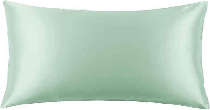 THXSILK 100% Mulberry Silk Pillowcase for Hair and Skin, 22 Momme Grade 6A+ Mulberry Silk Pillow Case, Natural Silk Pillow Case Cover with Zipper, 1pc(California King Size 20"x40", Turquoise Green)