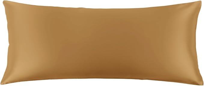 THXSILK Set of 2 Silk Pillowcase for Hair and Skin, 100% Mulberry Silk Bed Pillowcase 22 Momme, Hypoallergenic Soft Breathable Silk Pillow Case with Hidden Zipper, Body Size 20"x54", Metallic Gold