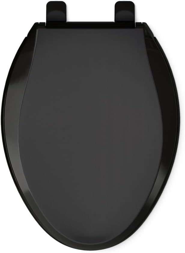 KOHLER 4636-RL-7 Cachet ReadyLatch Elongated Toilet Seat Slow Close, Soft Close Toilet Seat Quiet Lid, Contoured Grip-Tight Bumpers Installation Hardware, Apartment Essentials, Black