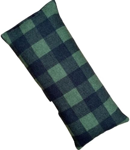 4" x 9" Microwavable Heating Pad/Ice Pack for Pain Relief and Relaxation - Natural Flax Seed Filling - Unscented and Herbal Scented Options (Green and Black Plaid, Lavender-Chamomile)