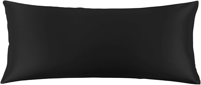 THXSILK Set of 2 100% Mulberry Silk Pillowcase for Hair and Skin Health, 22 Momme Soft and Smooth Pillowcases with Hidden Zipper, Both Sides Premium Grade 6A+ Silk, Body Size 20"x54", Black