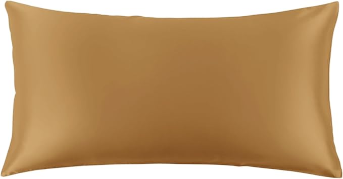 THXSILK 100% Pure Mulberry Silk Pillowcase for Hair and Skin, 22 Momme Zipper Silk Pillow Case, Real Silk Pillowcase with Zipper (Metallic Gold, California King Size 20"x40")
