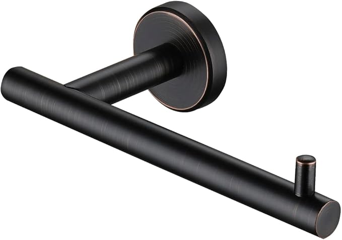 JQK Toilet Paper Holder Oil Rubbed Bronze, 5 Inch 304 Stainless Steel Thick 0.8mm Tissue Paper Dispenser for Bathroom, Hold Mega Rolls Wall Mount, TPH100-ORB