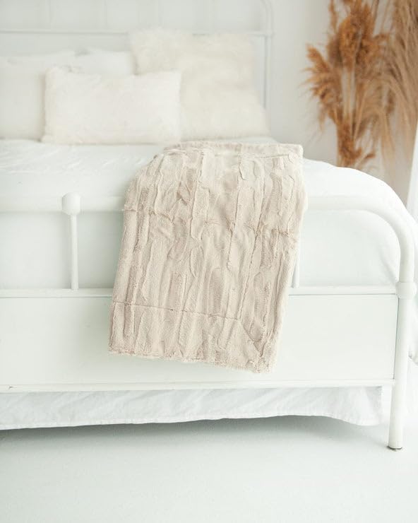 Minky Couture Sorbet Blanket - Ultra-Soft Throw for Silky Smooth Comfort - Premium Decorative Throw - Midweight, Breathable Fabric - Machine Washable Monster, Almond Croissant