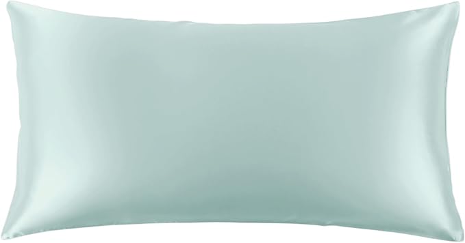 THXSILK 100% Mulberry Silk Pillowcase for Hair and Skin, 22 Momme Grade 6A+ Mulberry Silk Pillow Case, Natural Silk Pillow Case Cover with Zipper, 1pc(California King Size 20"x40", Light Blue)