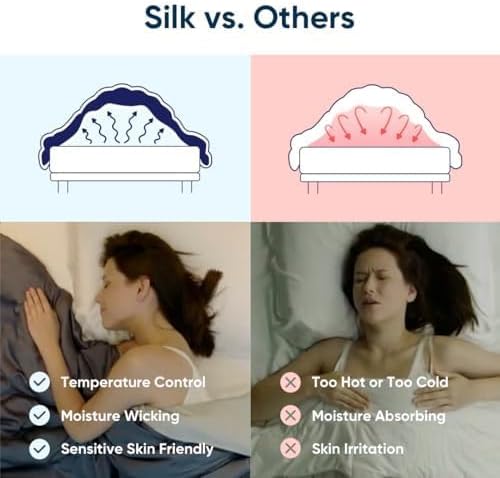 Vesta Heavyweight Silk Comforter, Overfilled Duvet Insert for Cold Sleepers & Winter, 100% Silk Fill with 100% Cotton Shell, Moisture-Wicking, King Size (Grey, Silk Weight: 5.3lbs)