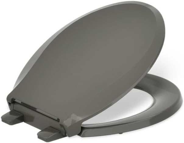 KOHLER 4639-RL-NY Cachet ReadyLatch Round Toilet Seat Soft Close, Thunder Grey