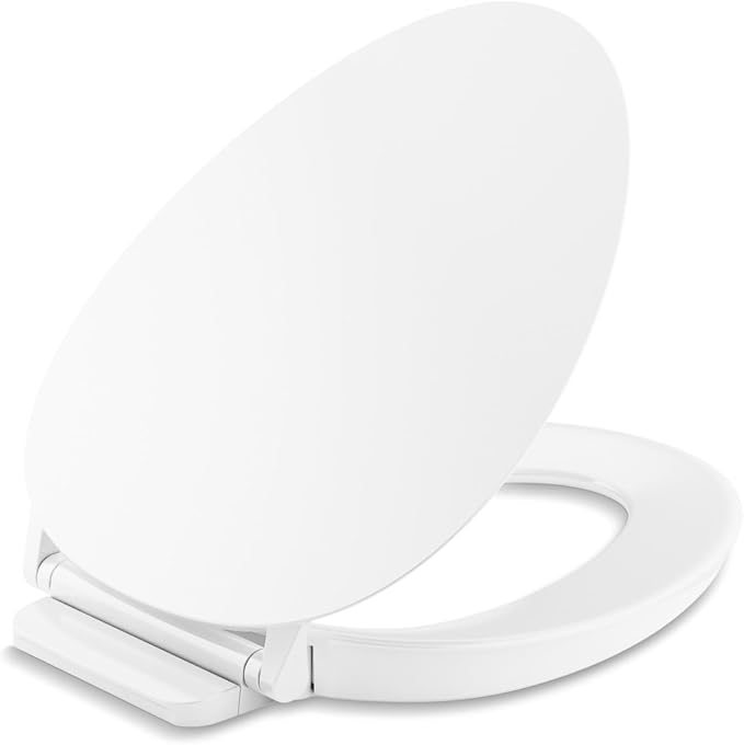 KOHLER 57777-WCF-0 Cymbal ReadyLatch Quiet-Close Soft Close Toilet Seat Elongated, Flexible CoreFlex Material, Wider Toilet Seat Surface, Home Essentials, White