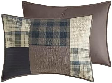 Woolrich Winter Hills Reversible Quilt Set - Cottage Styling Reversed to Solid Color, All Season Lightweight Coverlet, Cozy Bedding Layer, Matching Shams, Oversized King/Cal King, Plaid Tan 3 Piece