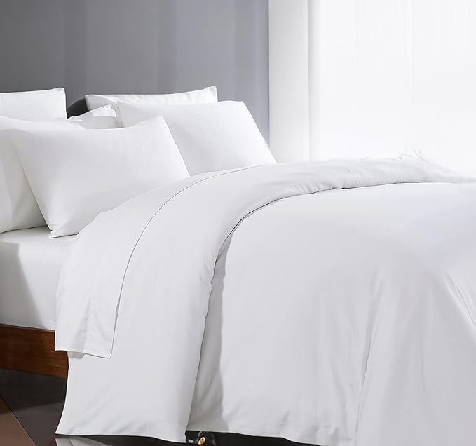 White Duvet Cover Twin Size 1000 Thread Count 100% Egyptian Cotton Long Staple Quilt Cover Silky Soft, Breathable with Hidden Zipper Closure and 7 Corner Ties 1 Piece Duvet Cover
