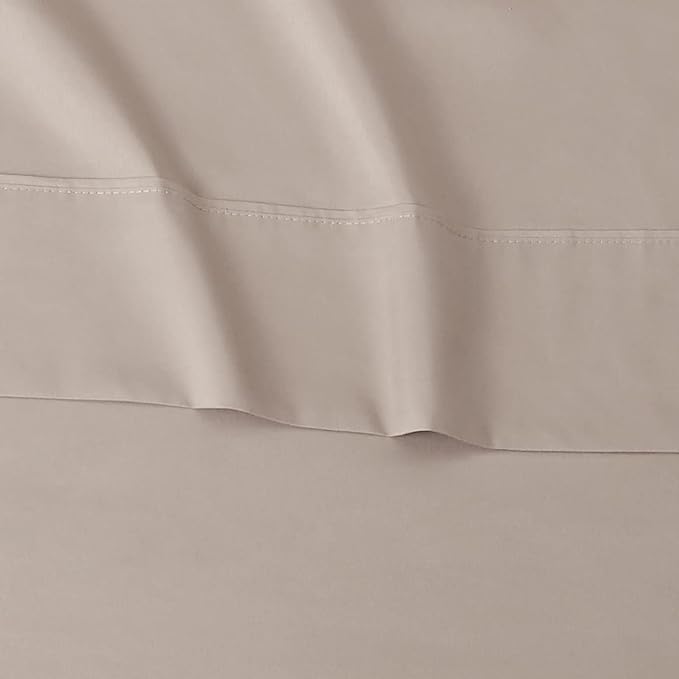 Amazon Basics Lightweight Super Soft Easy Care Wrinkle Free Microfiber 3 Piece Bed Sheet Set with 14-Inch Deep Pockets, Twin, Taupe, Solid, Kids, Men & Women Bedding