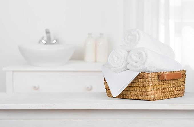 24 Pack White 20x40 Inch 100% Cotton Bath Towels - Lightweight, Quick Drying, Commercial Grade - Ideal for Gym, Salon, Spa & Hair
