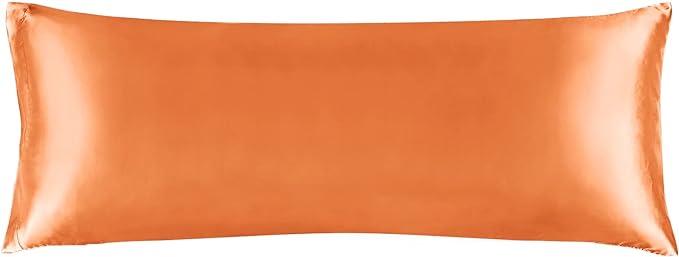 BEDELITE Satin Body Pillow Cover, Super Soft and Cooling Body Pillow Pillowcase for Hair and Skin, Breathable Silky Full Long Pillowcase Cover(20"x54", Burnt Orange)