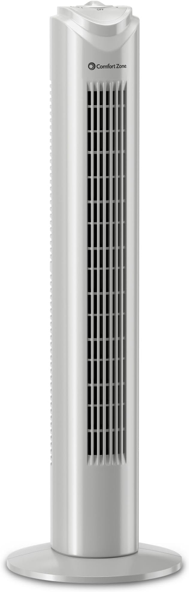 Comfort Zone Tower Fan for Bedroom, 32 inch, 3 Speeds, 90 Oscillation, Bladeless Indoor Fan, Built in Carry Handle, Portable Stand Fan, Gray