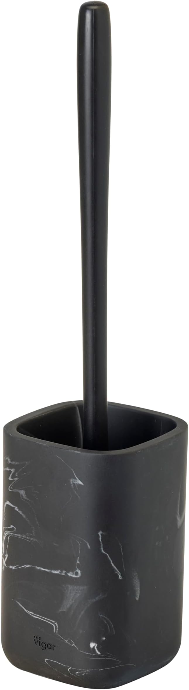 Vigar Zense Toilet Brush and Holder Set, Toilet Bowl Brush with Polyresin Stone Holder, Bathroom Sets for Bathroom Decor and Accessories, Black Marble