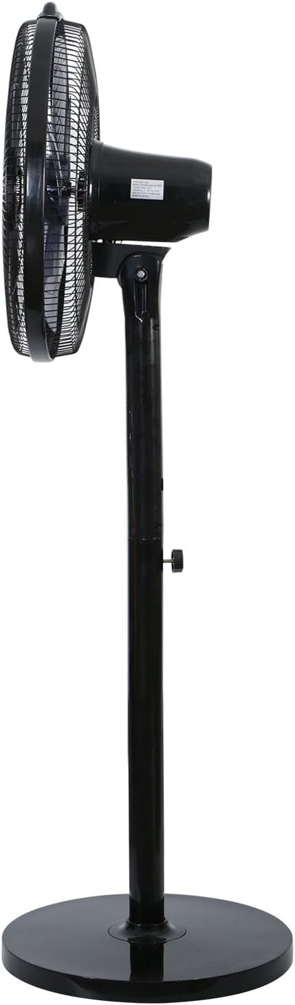 Simple Deluxe 16 Inches Stand Fan with Pedestal Base, Height Adjustable Pedestal Fan with Remote Control, Free Standing Fan with 90-Degree Oscillating 12-Speed Settings, Black