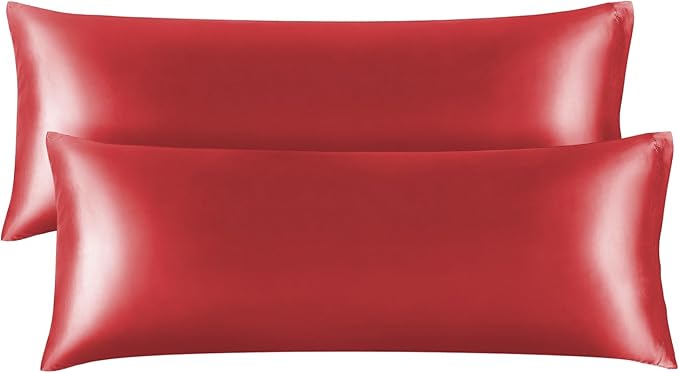 BEDELITE Satin Body Pillow Cover 2 Pack, Super Soft and Cooling Body Pillow Pillowcase for Hair and Skin, Breathable Silky Full Long Pillowcase Cover(20"x54", Baked Apple)