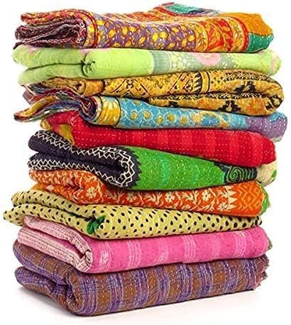 Wholesale Mix lot Tribal Kantha Quilts Vintage Cotton Bed Cover Sari Throw Old Assorted Patches Rally (2)