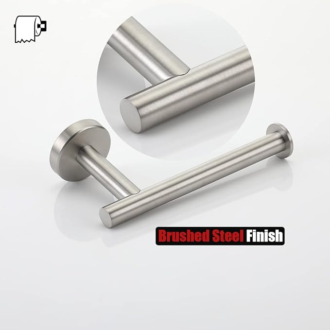 JQK Toilet Paper Holder, 5 Inch 304 Stainless Steel Thick 0.8mm Tissue Paper Dispenser for Bathroom, Hold Mega Rolls, Brushed Nickel Wall Mount, TPH120-BN