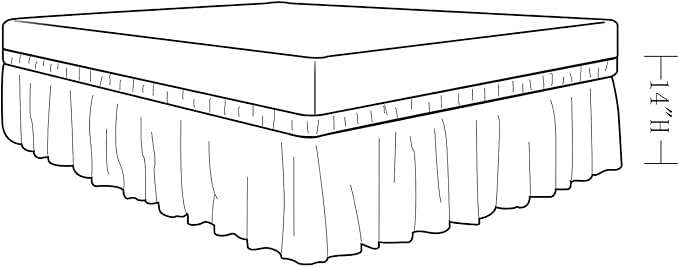 MEILA Wrap Around Bed Skirt Three Fabric Sides Elastic Dust Ruffled 14 Inch Tailored Drop,Easy to Install Fade Resistant-White, Twin/Full